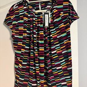 Liz Claiborne Black and White Pleated Blouse